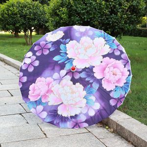 Retro Zijden Doek Vrouwen Paraplu Chinese Stijl Olie Papier Paraplu Oude Dans Paraplu Decoratieve Craft Paraplu Houten Handvat