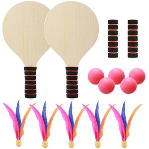 Paddle Bal Game Strand Tennis Pingpong Cricket Badminton Racket Peddels Set Indoor Outdoor Racket Game (Willekeurige Handvat Kleur)