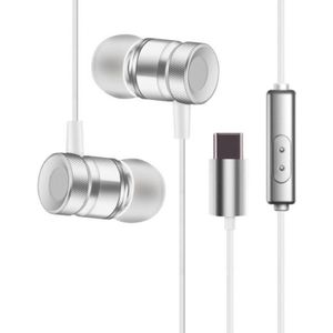 Usb Type-C In Ear Oortelefoon Met Microfoon Metalen Sport Gaming Wired Heeadphones Draad Controle Headset Bass USB-C Oordopjes