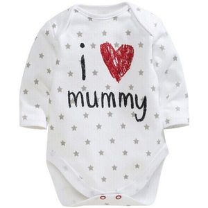 mew I love papa mama zomer bulk Katoen Pasgeboren Baby Jongen Meisje Lange Mouw Romper Jumpsuit Outfit Kleding 3-12M