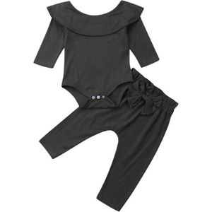 Pasgeboren 2 STUKS Sets Kids Baby Jongen Meisjes Lange Mouw T-shirt Tops + Broek Outfits Set Kleding Effen Kleur Herfst winter Romper Sets