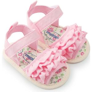 Zoete Mooie Zomer Casual Sandalen Schoenen Ruches Bloemenprint Platte Met Hak Schoenen 3 Stijl Outfit 0-18 M