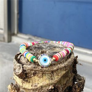 Demon Eye/Hart/Lucky Eye Zirkoon Charm Armband Voor Vrouwen 6Mm Polymeer Klei Armband Gemengde Kleur populaire Polsband Sieraden