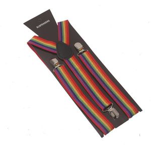 Unisex 1 Inch Brede Verstelbare Y-Back Regenboog Gestreept Jarretel Voor Mannen Vrouwen Elastische Y-Back Bretels Brace volwassen Bruiloft Dragen