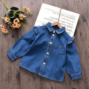 Baby Meisje Denim Shirts En Blouses Voor Kinderen Kleding Meisjes Jeans Shirts Lange Mouwen Kinderen Herfst Kleren Kostuum