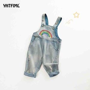 Yatfiml Lente Baby Jongens Meisjes Jeans Overalls Peuter Kids Denim Rompertjes Regenboog Bebe Jumpsuit Lange Kinderen Broek Kleding