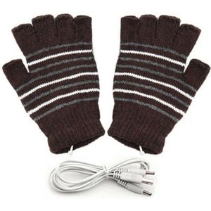 Mannen Vrouwen USB Verwarmde Handschoenen Mitten Winter Warm Volledige Half Vinger Gebreide Wol Hand Wasbaar