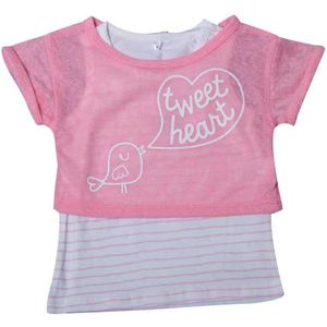 Leuke Baby Meisjes Tops Baby Roze T-Shirt 2 STUKS Korte Mouw Leuke Cartoon Brids Patroon Tees Voor Kleine Kinderen BIUE EN ROZE