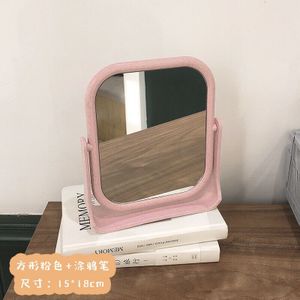 Vrijstaande Reizen Ovale Make-Up Spiegel Dubbelzijdig Normale Tafel Kantoor Spiegel Plastic Teller Spiegel