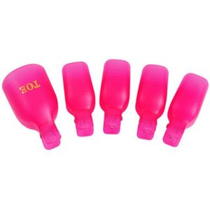 5Pcs Plastic Voet Tenen Nail Art Losweken Clip Cap Uv Gel Polish Wrap Tool Vloeistof Voor Verwijdering Van vernis Manicure Gereedschap Kit Manicu