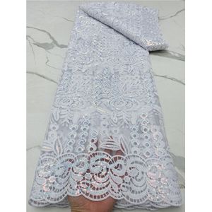 Pgc Wit Pailletten Afrikaanse Franse Kant Stof 2022 Tule Kant Materiaal Bridal Voor Nigeriaanse Trouwjurk LY193-1