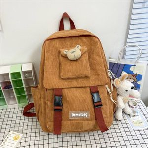 Dcimor Effen Kleur Corduroy Vrouwen Rugzak Vrouwelijke Multi-Pocket Eye-Splice Laptop Rugzak Leuke Meisje Schooltas Reizen tas