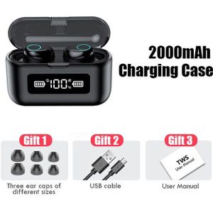 Draadloze Bluetooth Oortelefoon Met Microfoon Sport Tws Waterdichte Led Hoofdtelefoon Headsets Touch Control Muziek Oordopjes Voor Telefoon