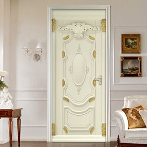 Muurstickers - Golden Reliëf Patroon - 3D Deur Sticker - Zelfklevend - Waterdicht - Home Decor