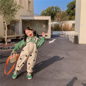 9946B Meisjes Casual Overalls Katoen Kinderen Broek Losse Bodysuit Voor Meisjes 1-7 Jaar