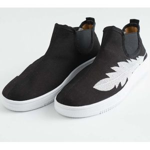 Heren Canvas Sneakers Kungfu Tai Chi Slip-On Flats Schoeisel Veer Borduren Artistieke Comfortabele Sport Casual Hoge Top Laarzen
