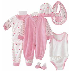 Unisex Pasgeboren Baby Jongens Meisjes 8 Stuk Kleding Netto Zak Layette Set Outfit 0-3M