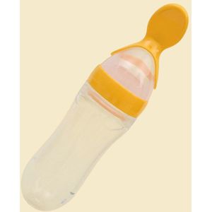 Siliconen Squeeze Babyvoeding Fles W/Lepel Spenen Voedsel Granen Baby 90Ml