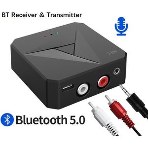 Bluetooth 5.0 Ontvanger Zender 3.5Mm Aux Jack Rca Muziek Wireless Audio Adapter Handsfree Call Mic Nfc Auto Kit Voor tv Auto Op