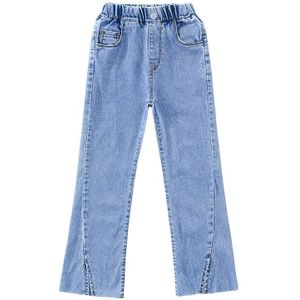 Kinderen Denim Broek Fit Slim Split Mode Bodem Van Een Broekspijp Lente Herfst Jonge Meisjes Skinny Hoge Taille Koreaanse jeans
