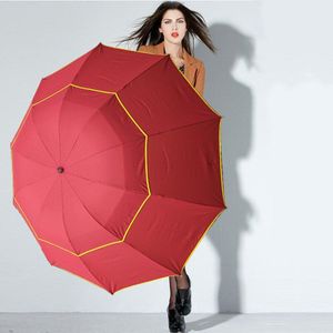 130 Cm Grote Maat Double Layer Paraplu Vrouwen Regen Winddicht Opvouwbare Paraplu Outdoor Golf Parasol Voor Mannen Business