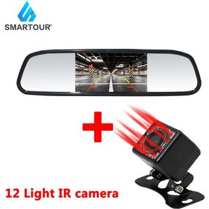 Smartour 4.3 Inch Auto Achteruitrijcamera Back Up Auto Achteruitkijkspiegel Monitor Hd Auto Achteruitrijcamera Parking Zender Draadloze