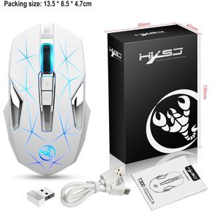 Hxsj 2.4G Wireless Gaming Mouse 7 Toetsen Gebouwd-In 600Mah Oplaadbare Ergonomische 2400Dpi Verstelbare 7 Kleuren backlit Muizen Voor Pc