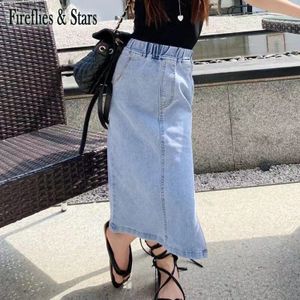 Zomer Lente Denim Meisjes Rok Baby Lange Rok Kinderen Rok Kinderen Bodems Voor Teens Mode Gewassen Side Slit 4 Te 14 Jr