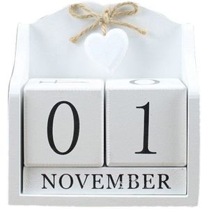 Houten Perpetual Kalender Leren Countdown Retro Rustieke Woonkamer Decoratie Diy Jaarlijks Planner Kalender