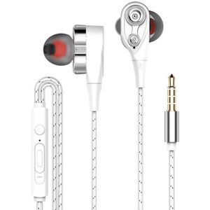 3.5Mm Koptelefoon Headset Dual-Dynamische Quad-Core Luidspreker Met Microfoon Volumeregeling Muziek Headset Bass Earphonesdropshipping