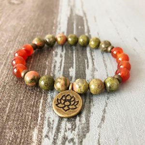 Om Mala Charm Armband Vrouwen Lotus Sieraden Kralen Unakiet Balans Carneool Mannen Karma Armband