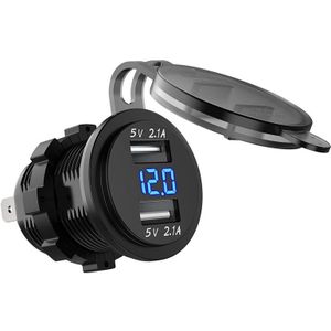 DC 12/24V Dual USB Power Charger 5V 2.1A 2.1A Adapter Sigarettenaansteker met Rocker Switch met Digitale Voltmeter