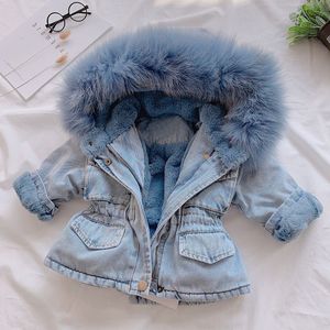 Winterjas Voor Meisje Peuter Kids Baby Meisjes Hooded Faux Fur Fleece Warme Dikke Denim Jas Uitloper Wollen Jas Houden warme Dikke Jas