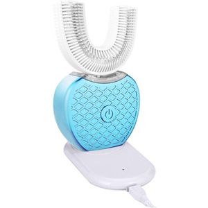 360 Graden Intelligente Automatische Sonic Elektrische Tandenborstel U Type 4 Modi Tandenborstel USB Opladen Tand Whitening Blauw Licht