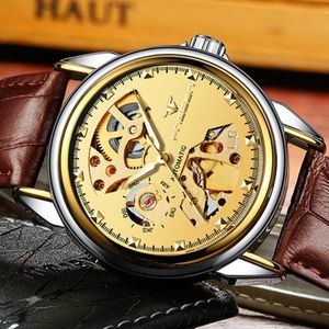 Echte Hoogwaardige Automatische Mechanische Horloge Business Leisure Double Side Holle Mannen Horloge Waterdicht Lichtgevende Horloge