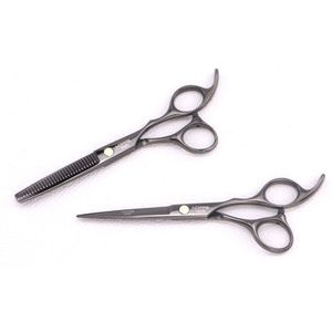 Professionele Kappers Schaar Zwart En Kleur Titanium Plating Platte Snijden Schaar Pony Knippen Dunner Schaar Haar Knippen