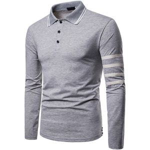 Polo Shirt Mannen Lange Mouwen Turn-Down Kraag Camisa Masculina Modetrends Casual Solid Wit Grijs Zwart Polo Mannen kleding