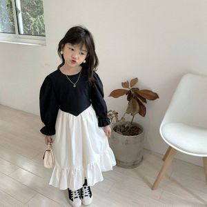 Meisjes Jurk Katoen Herfst Kinderen Koreaanse Zwart En Wit Meisje Prinses Jurk Kinderen Jurken Voor Meisjes