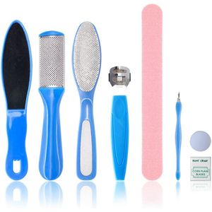 8Pcs Voet Bestand Set Dode Hard Skin Eelt Remover Schraper Pedicure Rasp Gereedschap Draagbare Cuticle Pusher Nail Set