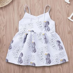 Zomer Casual Baby Meisjes Olifant Ster Patroon Mouwloze Band Jurk Kids Peuter Pageant Zonnejurk