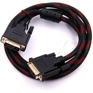 PZ 2 stks DVI naar DVI Kabel DVI-D 24 + 1 pin Male naar Male M/M Signaal Goud plated Magnetische Ring dubbele ferrietkernen 1.5 m