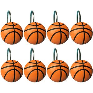 12 stuks Decoratieve Duurzaam Leuke Basketbal Vorm Creatieve Bad Gordijn Douche Gordijn Hangers Haken voor Douche Badkamer