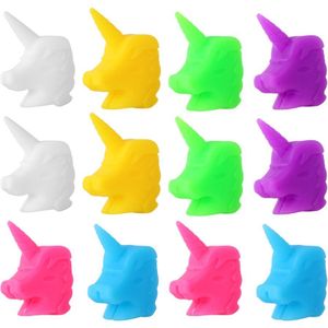 12pcs 6 Color Silicone Unicorn Wine Glass Marker Cute Drinking Cup Identifier Party Cup Sign (Assorted Color)