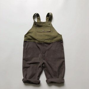 Kinderen Meisjes Overalls Denim Broek 2022 Lente Baby Baby Meisjes Patchwork Jeans Peuter Kids Jongens Losse Pocket Overalls