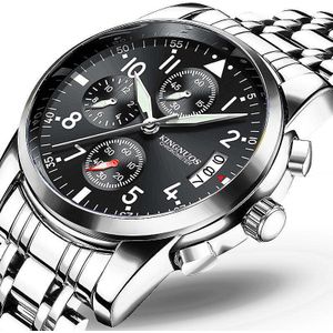 Horloges Mannen Luxe Kingnuos Mannen Sport Horloges Waterdichte Volledige Steel Quartz Heren Horloge Klok (Kleine Wijzerplaat decoratie)