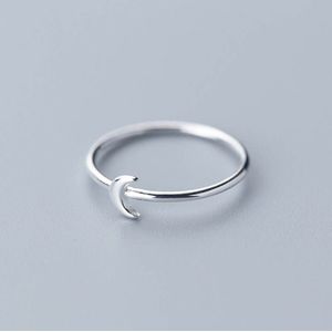 Inzatt Real 925 Sterling Zilver Minimalistische Maan Ring Voor Mode Vrouwen Party Leuke Fijne Sieraden Accessoires