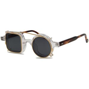 Vintage Hand Made Zonnebril Optische Twee Lens Ronde Vierkante Frame Retro Acetaat Brillen Frames Leesbril Mannen Frames Sunglass