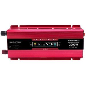 2000W Omvormer Met Display Lcd Auto Omvormer 12V Naar 220V Rode Hoge Omvormer