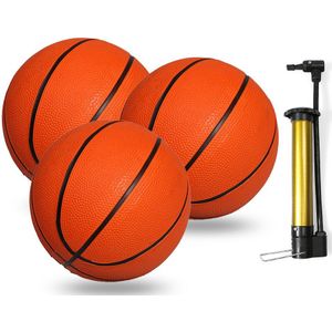 3 Stuks Kids Mini Basketbal Maat 1 Indoor Outdoor Rubber Basketbal Met Inflatie Pomp