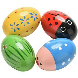 Goed Ontworpen Ei Houten Baby Speelgoed Muziek Shaker Instrument Muziek Leermiddelen Percussie Kleurrijke Maracas